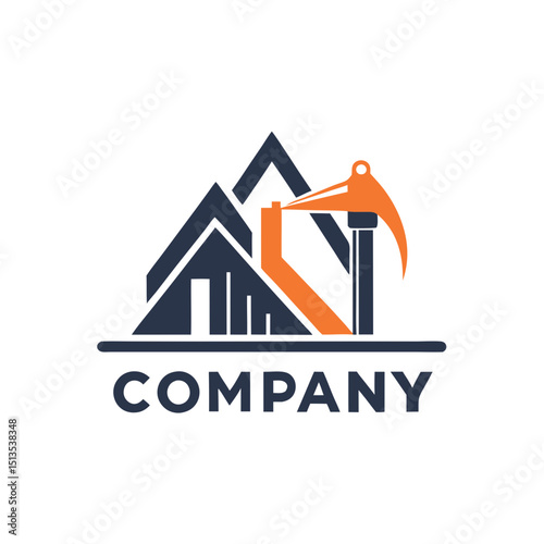 Construction and Mining Company Logo with Geometric Shapes
