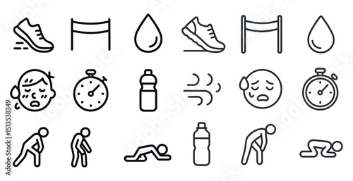 Fitness and training icons for health and exercise design projects