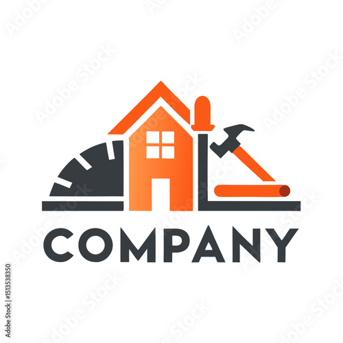 Home construction and improvement company logo design concept vector