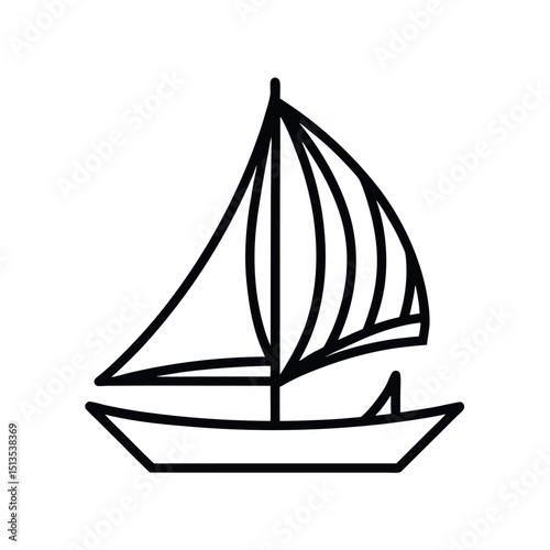 Feluca Watercraft Line Drawing Vector Style
