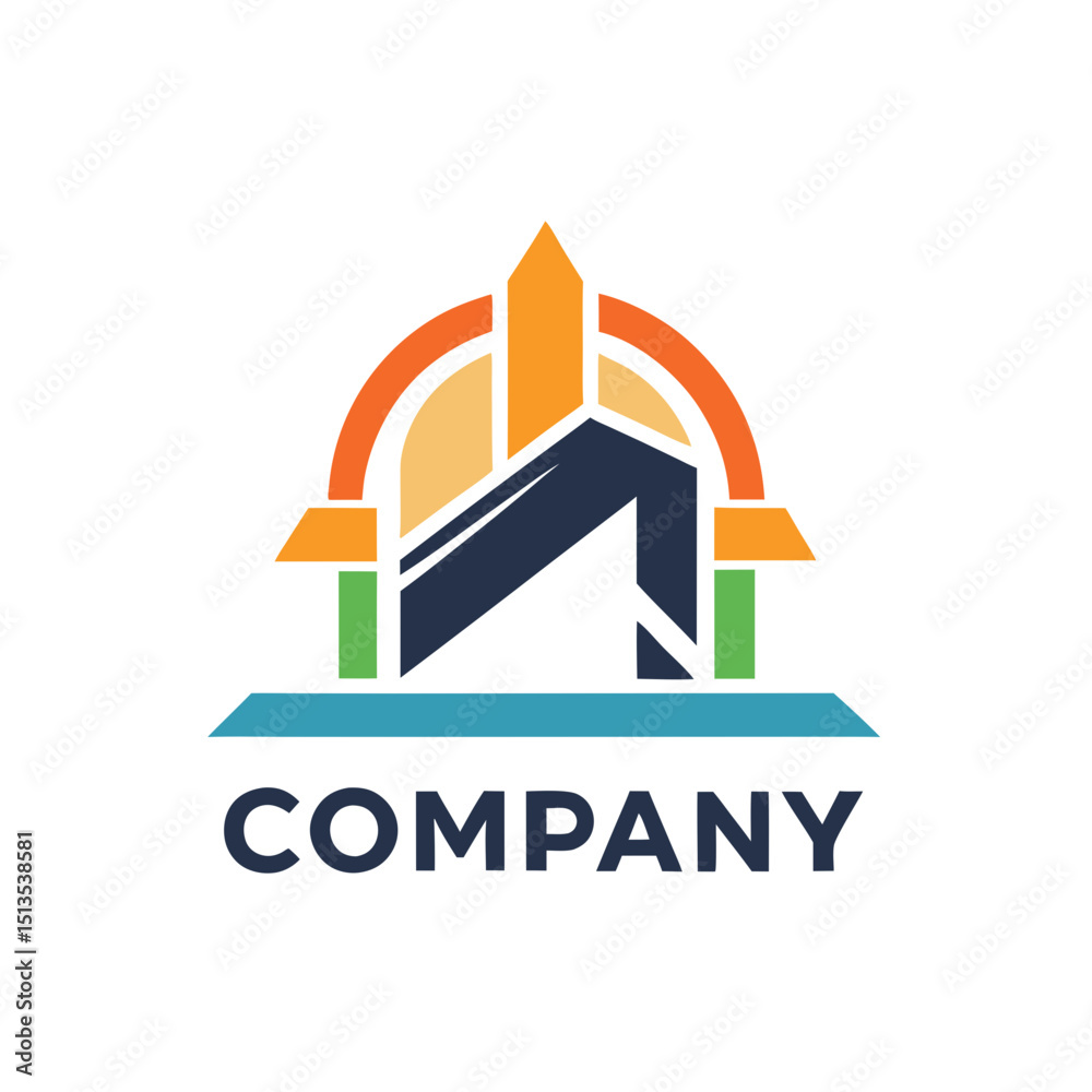Obraz premium Abstract construction company logo with geometrical colorful concept design