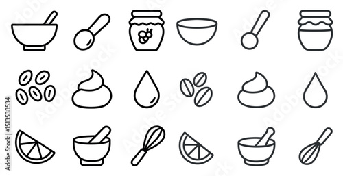 Cooking and kitchen outline icons set – line, food, culinary symbols
