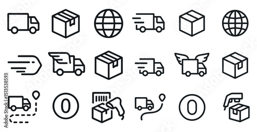 Delivery and logistics icons for e-commerce and shipping design projects