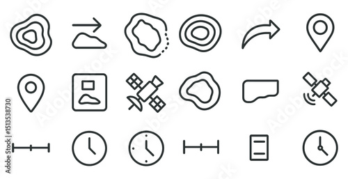 Minimalist map icons and symbols for navigation and gps designs