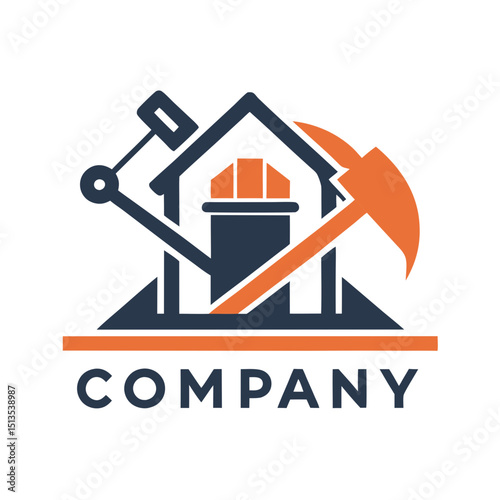Home construction and repair company logo design concept