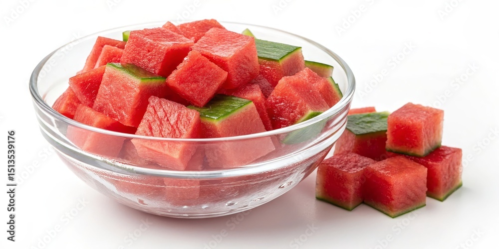 A vibrant display of juicy Watermelon, perfectly portioned. A refreshing and healthy Food | Plain White Background Generative Ai A vibrant display of juicy Watermelon, perfectly portioned. A refreshing and healthy Food | Plain White Background Generative Ai