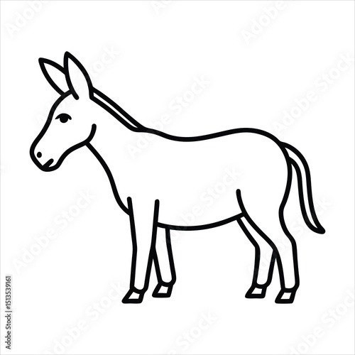 Line art of donkey braying.