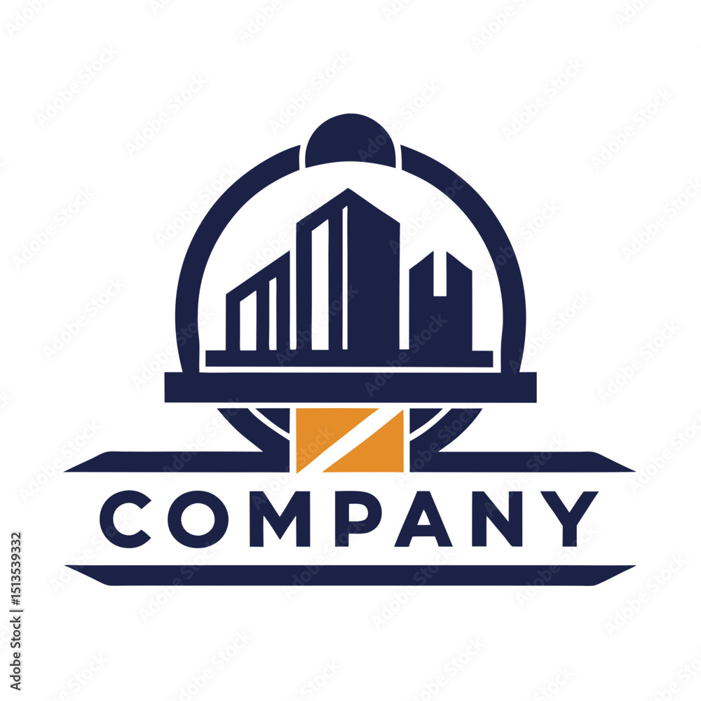Naklejka premium Modern architectural company logo with geometric building structure