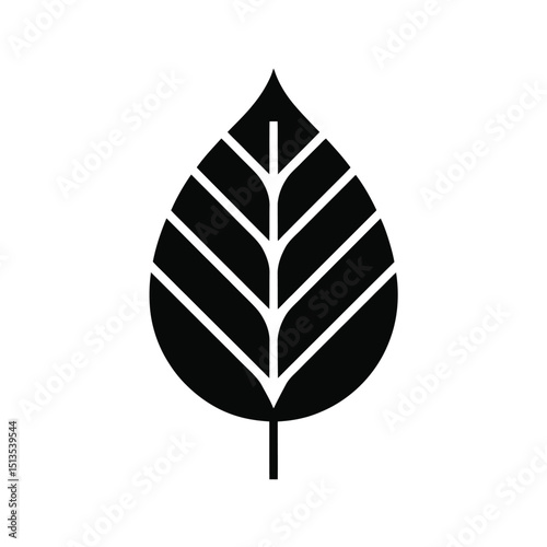 Simple Black Leaf Icon Nature, Ecology, and Botany Symbol