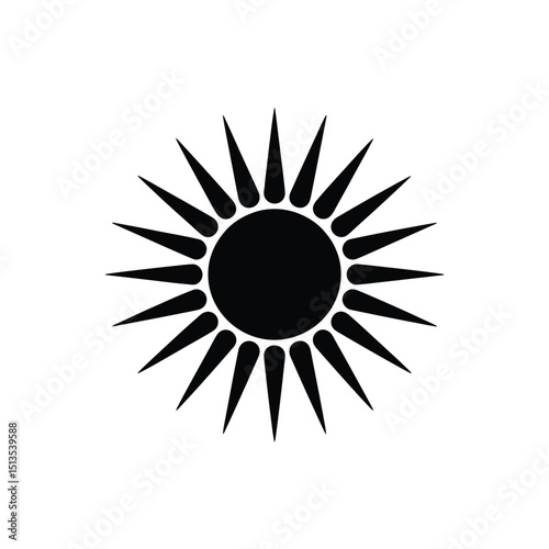 Stylized Sun Icon Black and White Solar Graphic Design Element