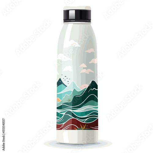Professional Vector Illustration of Isolated Water Thermos Bottle for Designs
