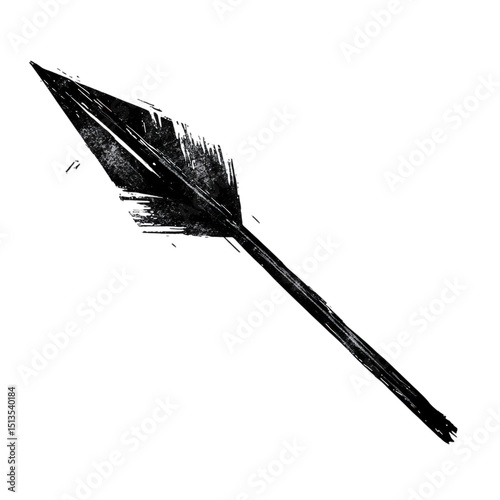 Abstract black ink stroke design element isolated on transparent background