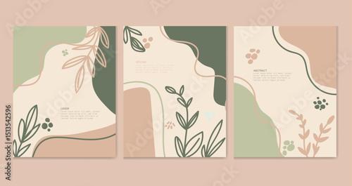  Modern abstract carousel template with earthy tones and organic shapes.MINIMALIST stylish Instagram posts, branding, and visual storytelling.   vector illustration set   
