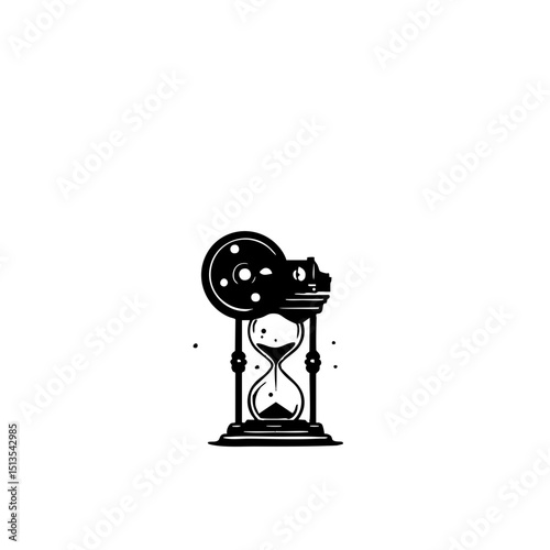 Cinematic Timekeeper Logo - Minimalist Vintage Fusion Badge