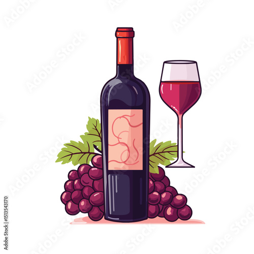 Elegant Wine Bottle Vector Illustration for Beverage Branding Designs
