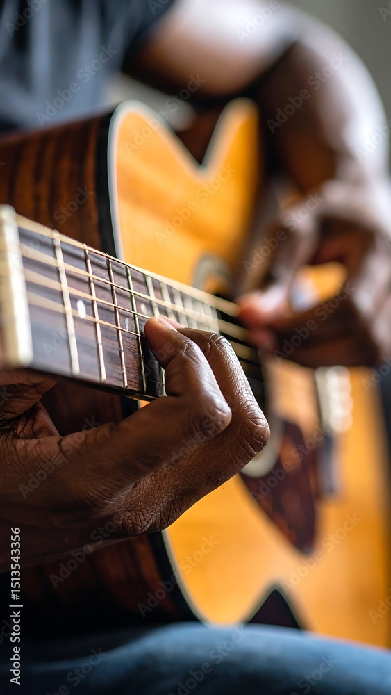 Fototapeta premium Hands Playing Acoustic Guitar Chords