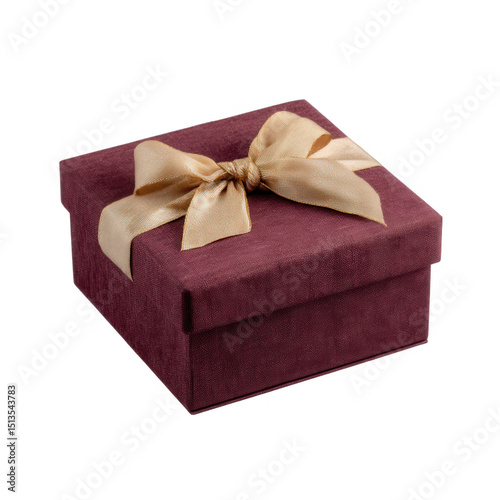 Elegant maroon gift box with a golden ribbon, perfect for special occasions and celebrations. It adds a touch of luxury and sophistication to any gift presentation.