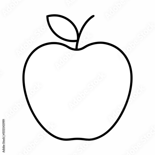 Simple apple outline illustration isolated on white background