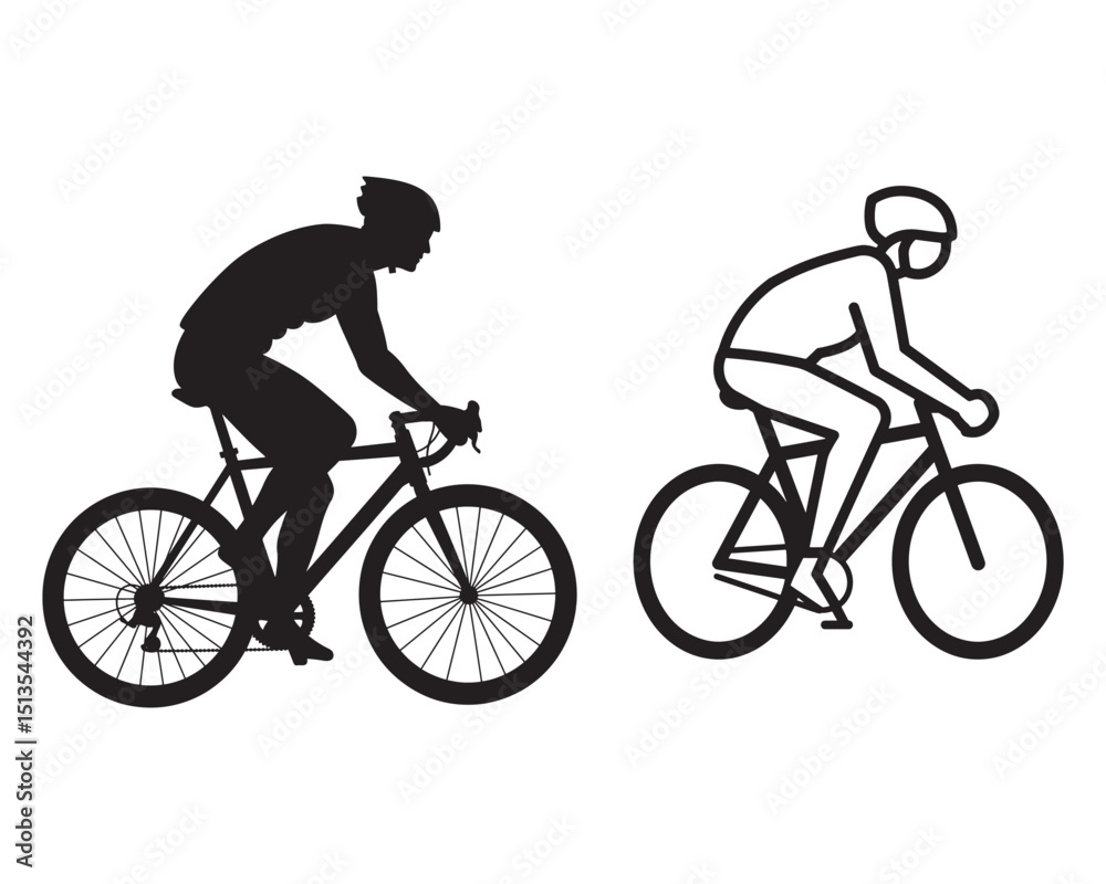 Fototapeta premium Dynamic Bicycle Rider Silhouette Designs for Active Lifestyle Projects