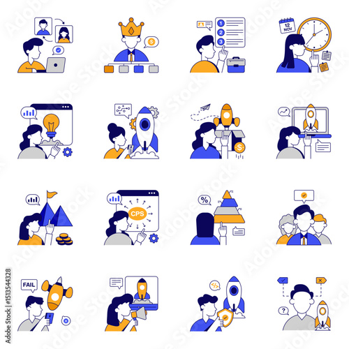 Set of Initiation Flat Icons