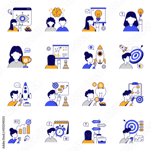 Set of Launch Flat Icons