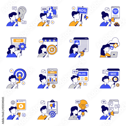 Set of Announcement Flat Icons