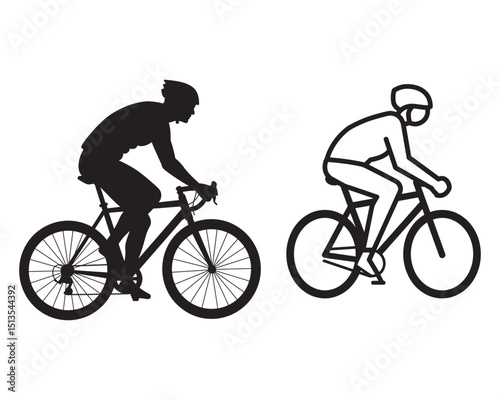 Dynamic Bicycle Rider Silhouette Designs for Active Lifestyle Projects