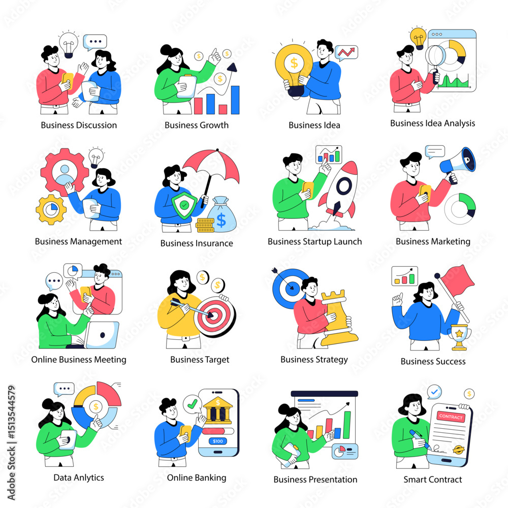 Set of Business Flat Illustrations