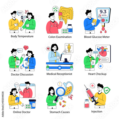 Set of Healthcare Flat Illustrations
