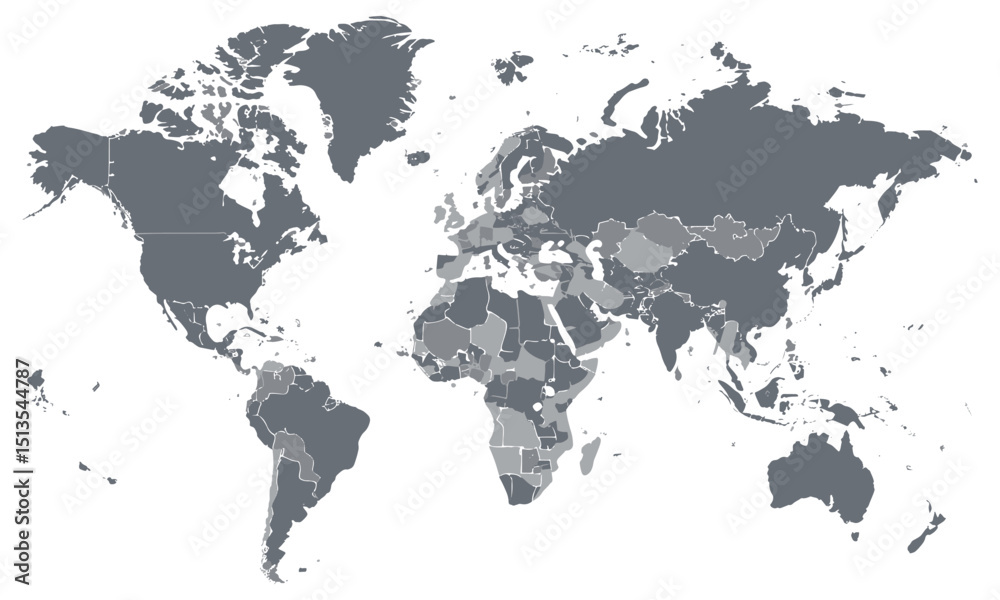 Obraz premium Blank world map in gray