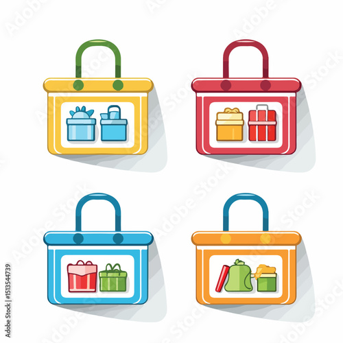 Gift Box and Shopping Basket Icon Vector Illustration for E-commerce Websites and Online Shopping Platforms