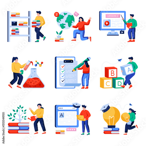 Set of Learning Flat Illustrations