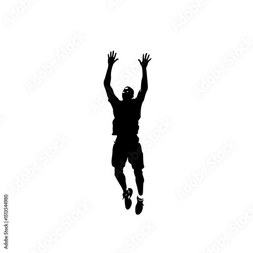 Volleyball Block Jump Vector - Straight Posture Athletic Design