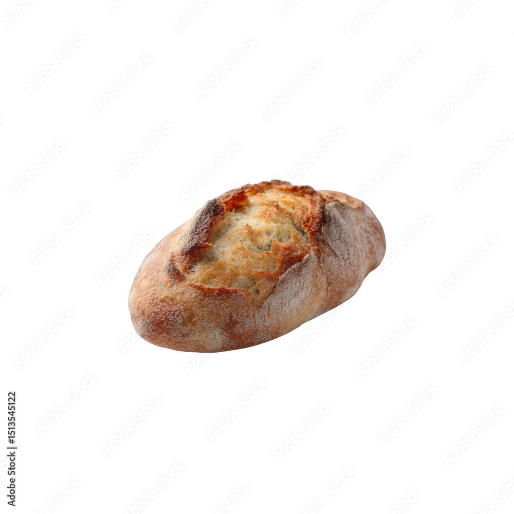 Freshly baked bread loaf on a white isolated background, perfect for culinary presentations or bakery themes. Freshly baked bread loaf on a white isolated background, perfect for culinary presentations or bakery themes.