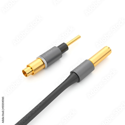 A pair of coaxial cables isolated on white background. 3D illustration