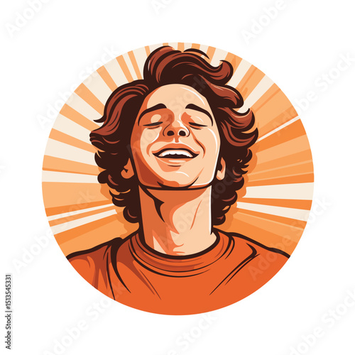 Professional Happy Man with Closed Eyes Icon Vector Image for Designs