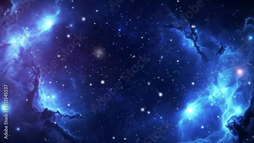 Vibrant Cosmic Nebula with Swirling Blue and Purple Clouds Against a Starry Background Abstract Space Art