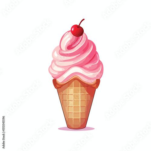 High-Quality Ice Cream Cone Icon in Vector Illustration for Graphic Design Projects