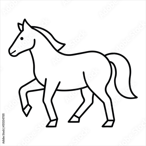Line art of pony trotting.