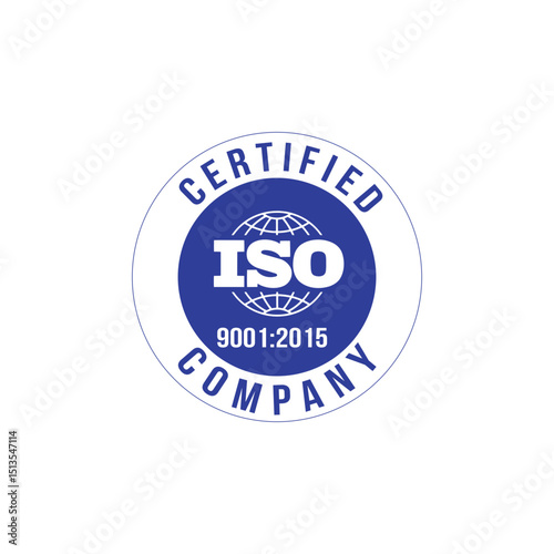 ISO Certified Company 9001 to 2015 Blue Stamp