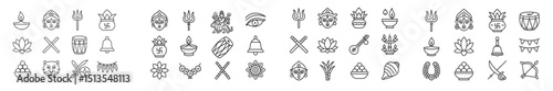Various decorative icons symbolizing cultural and religious themes, ideal for festivals, ceremonies, and celebrations in artwork