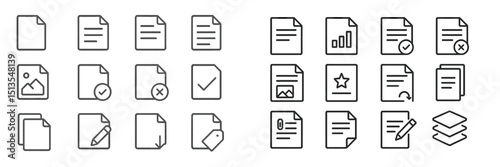 Collection of diverse document icons representing various functions and purposes in digital formats