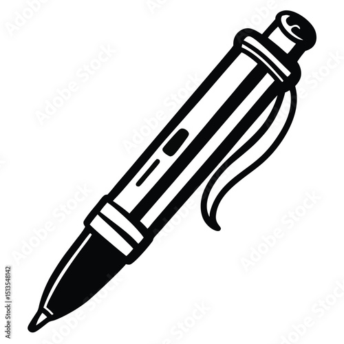 Clean white pen silhouette icon isolated on white background