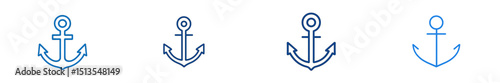 Stylish anchor icons designed for nautical themes and marine projects in a minimalistic style
