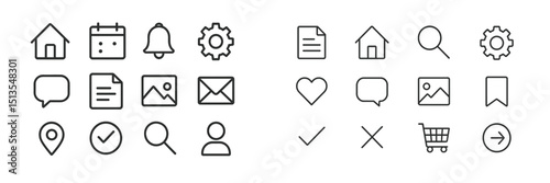 Collection of minimalistic icons for various applications displayed on a clean background