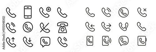 Different telephone icons used for digital and traditional communication methods displayed in a clean layout