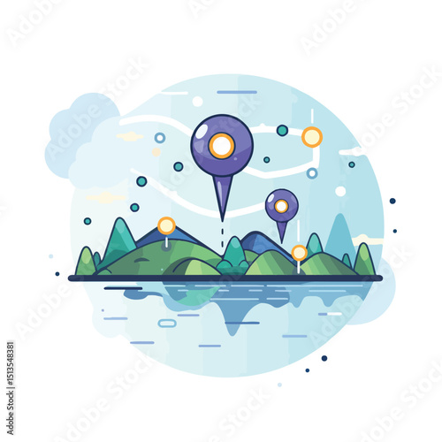 Professional Pin Location and Satellite GPS Service Vector Illustration