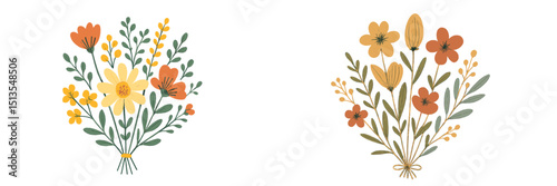Beautiful floral bouquets with vibrant colors and unique styles for decoration or gifting