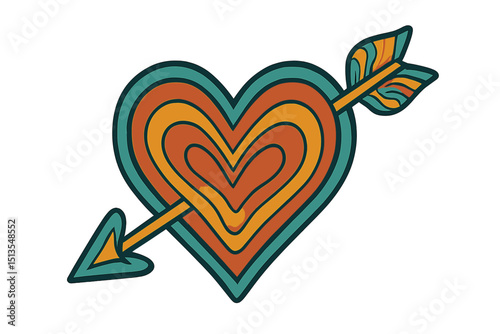 Colorful heart design with arrow in a creative style, perfect for expressing love and affection