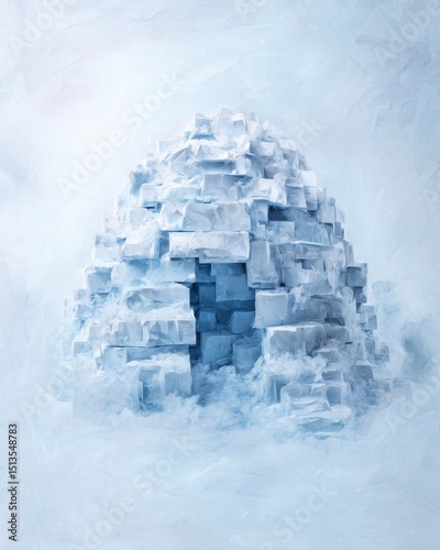 Ice Structure Surrounded by Snowy Landscape